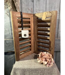# Houten dubbel louvreluik - 50 cm hoog - 2 x 26 cm breed - naturel