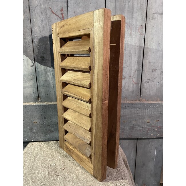 # Houten dubbel louvreluik - 50 cm hoog - 2 x 26 cm breed - naturel