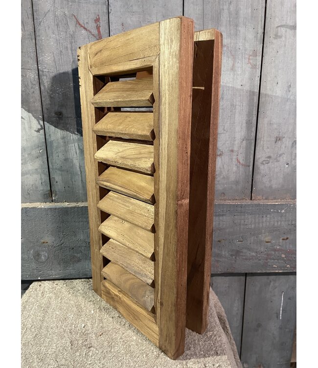 # Houten dubbel louvreluik - 50 cm hoog - 2 x 26 cm breed - naturel