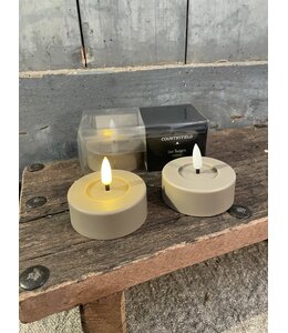 Countryfield @ Set van 2 waxine led - taupe/beige - 6,5 x 2,5 - excl. 2AAA batterijen