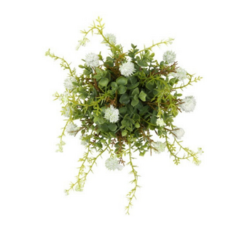 Countryfield # Kunst deco halve bol Echinops/eucalipthus L wit-L30B30H15CM