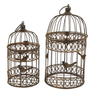 Countryfield # Vogelkooi ro Olof roest - grootste - L19B19H36CM - per stuk