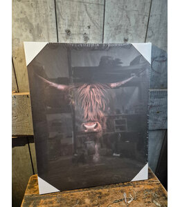 # Schilderij hooglander donker - canvas - 40 x 50 cm