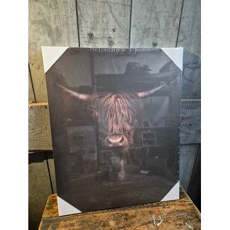 # Schilderij hooglander donker - canvas - 40 x 50 cm