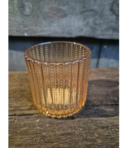 Countryfield # Waxinelichthouder - glas - bruin - ca. 7 x 7 cm