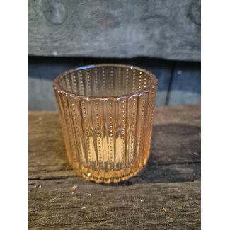 Countryfield # Waxinelichthouder - glas - bruin - ca. 7 x 7 cm