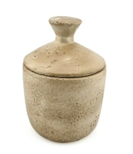 @ Aardewerk potje met deksel beige wb - 11x11x16cm