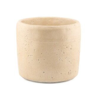 Aardewerk bloempot beige M - 14x14x13cm