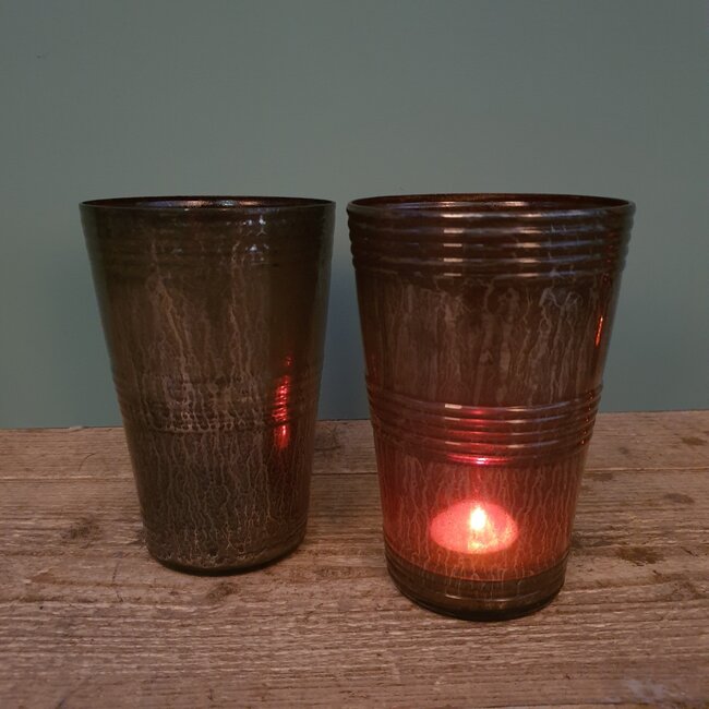 ## wordt niet verzonden - glas gr taps rib ant.gray - 11 x 11 x 16,5 cm