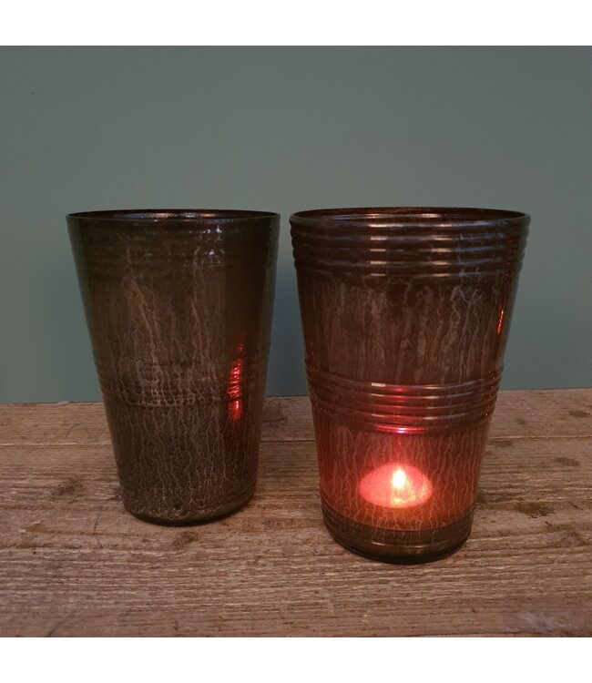 ## wordt niet verzonden - glas gr taps rib ant.gray - 11 x 11 x 16,5 cm