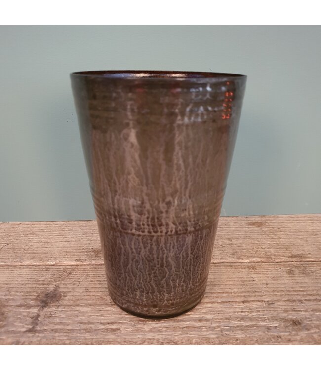 ## wordt niet verzonden - glas gr taps rib ant.gray - 11 x 11 x 16,5 cm