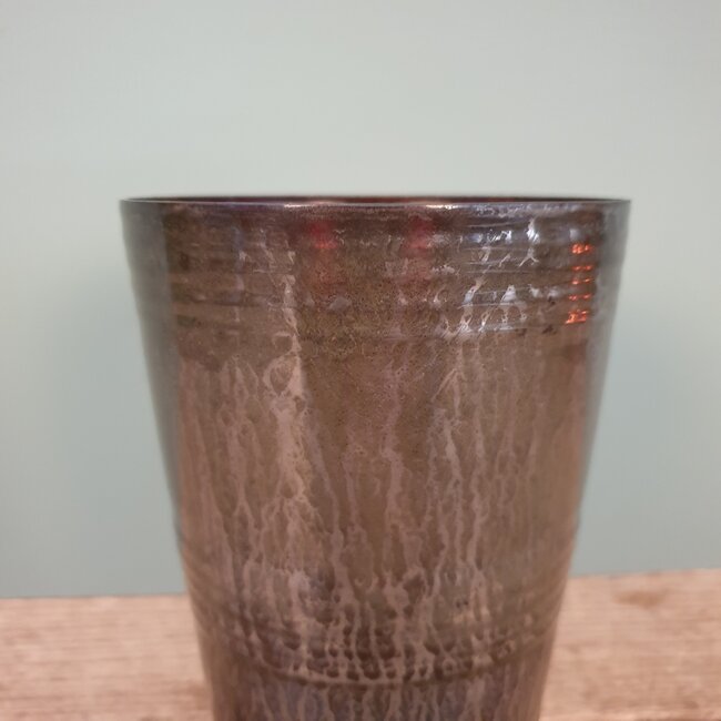 ## wordt niet verzonden - glas gr taps rib ant.gray - 11 x 11 x 16,5 cm