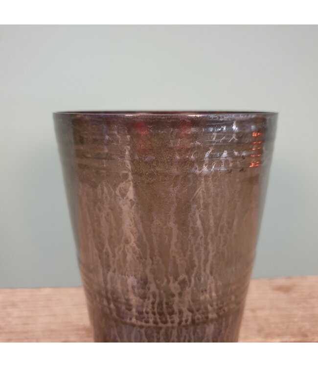 ## wordt niet verzonden - glas gr taps rib ant.gray - 11 x 11 x 16,5 cm