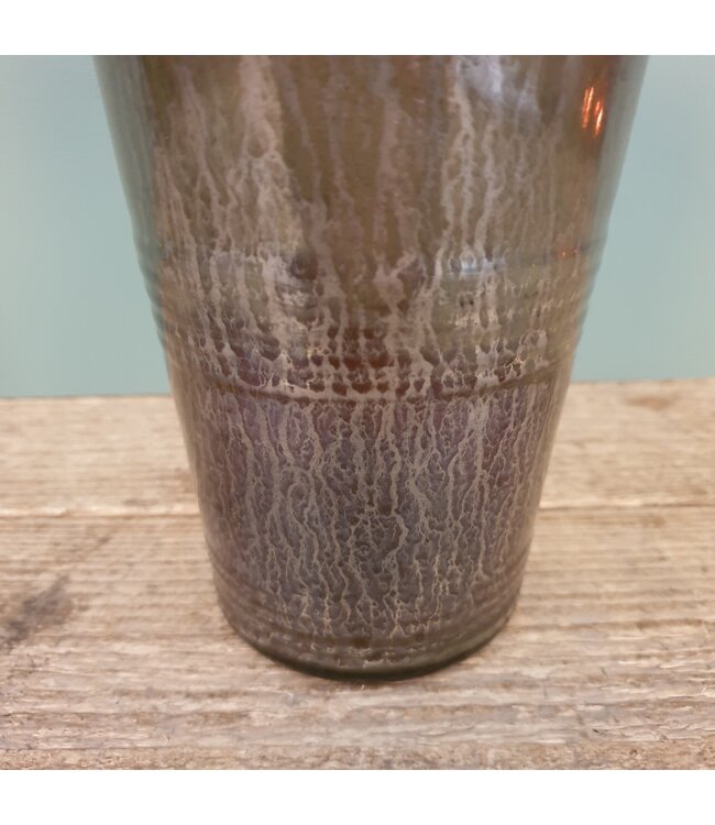 ## wordt niet verzonden - glas gr taps rib ant.gray - 11 x 11 x 16,5 cm
