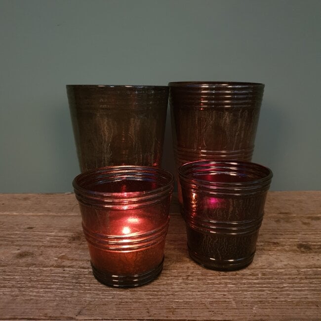 ## wordt niet verzonden - glas gr taps rib ant.gray - 11 x 11 x 16,5 cm