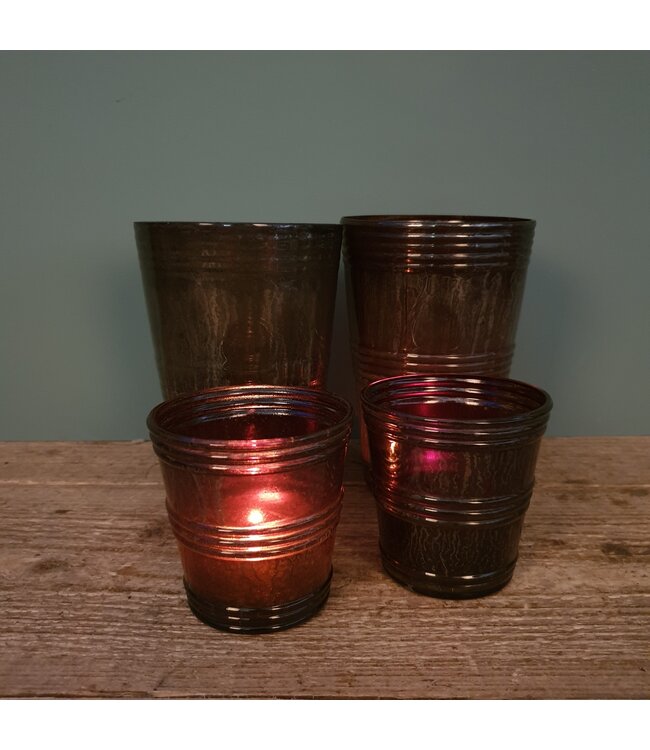 ## wordt niet verzonden - glas gr taps rib ant.gray - 11 x 11 x 16,5 cm