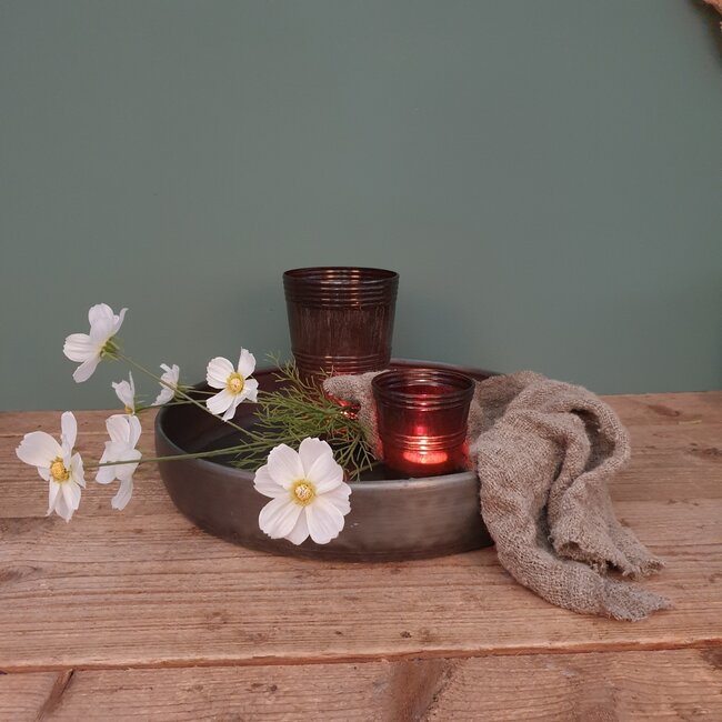 ## wordt niet verzonden - glas gr taps rib ant.gray - 11 x 11 x 16,5 cm