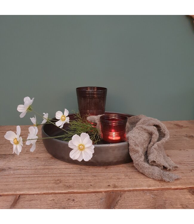 ## wordt niet verzonden - glas gr taps rib ant.gray - 11 x 11 x 16,5 cm