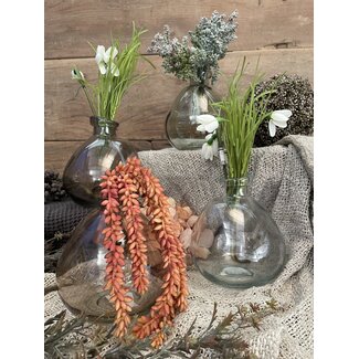 ## wordt niet verzonden - Glazen bolle fles in diverse kleuren- per stuk - ca. 17 x 17 cm