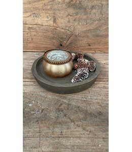 ## Theelichthouder - mat beige - 8,5 x 8,5 x 5,5 cm