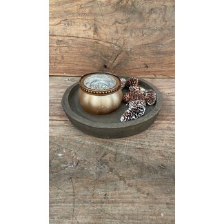 ## Theelichthouder - mat beige - 8,5 x 8,5 x 5,5 cm