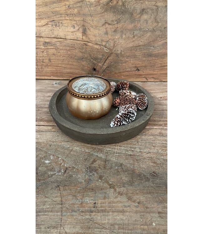 ## Theelichthouder - mat beige - 8,5 x 8,5 x 5,5 cm