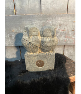 ## wordt niet verzonden - Two Owls At A Statue Majestic Vintage D.14 H.18