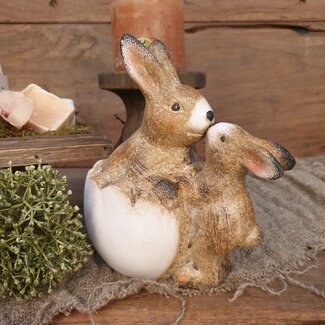 Countryfield ## wordt niet verzonden - Bruine haasjes zoenend "Dolf" 16.5 cm - S