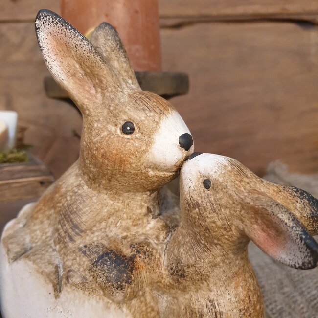 Countryfield ## wordt niet verzonden - Bruine haasjes zoenend "Dolf" 16.5 cm - S