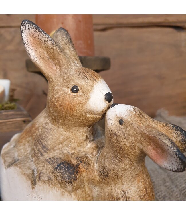 Countryfield ## wordt niet verzonden - Bruine haasjes zoenend "Dolf" 16.5 cm - S