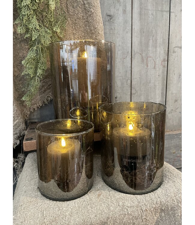 ### wordt niet verzonden -Cylinder - lichtbruin glas - 20 x 30 cm