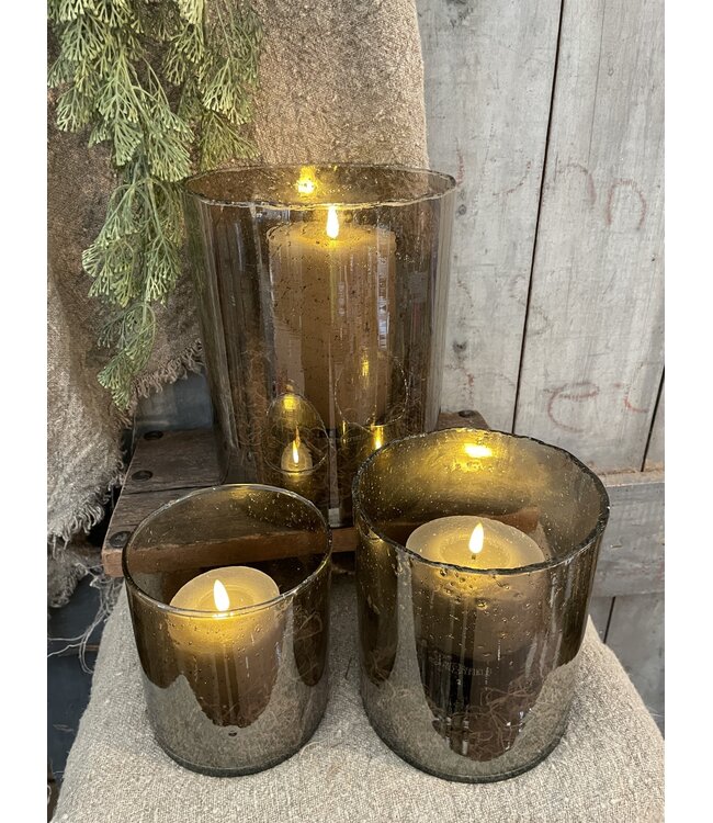 ### wordt niet verzonden -Cylinder - lichtbruin glas - 20 x 30 cm