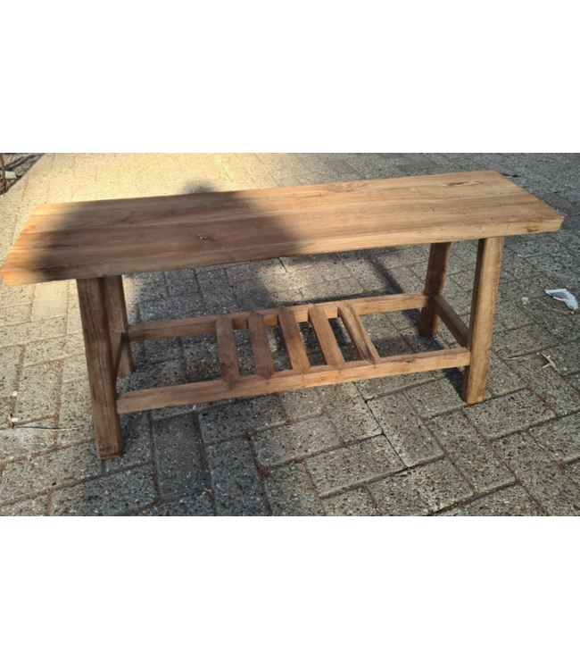 Houten bank - met rek onder - ca. 100 x 25 x 50 cm