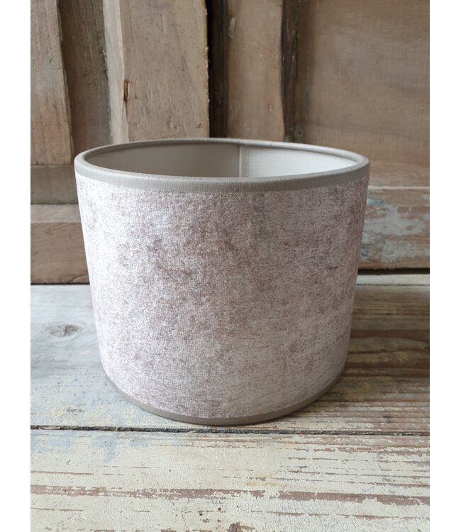 2060 - KKL - lampenkap -creme  velours melee - 15 x 15 x12 cm