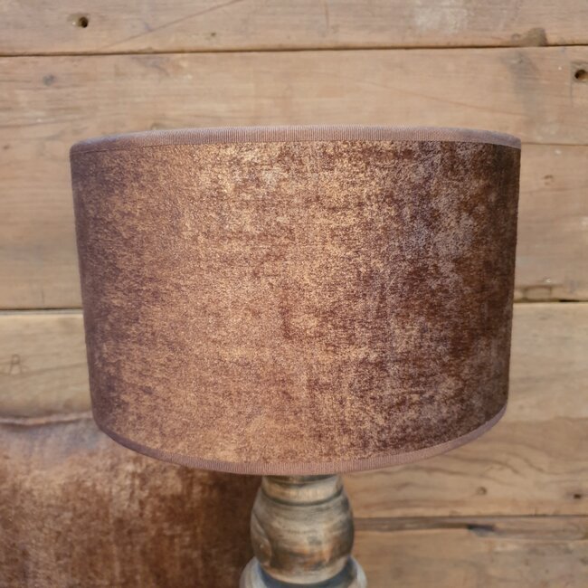2062 - KKL - Lampenkap - velours - bruin - 20 x 20 x 13 cm