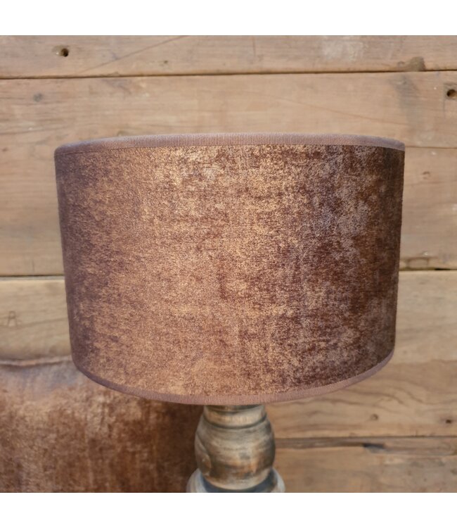 2062 - KKL - Lampenkap - velours - bruin - 20 x 20 x 13 cm