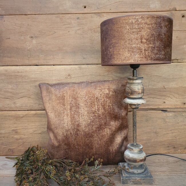 2062 - KKL - Lampenkap - velours - bruin - 20 x 20 x 13 cm