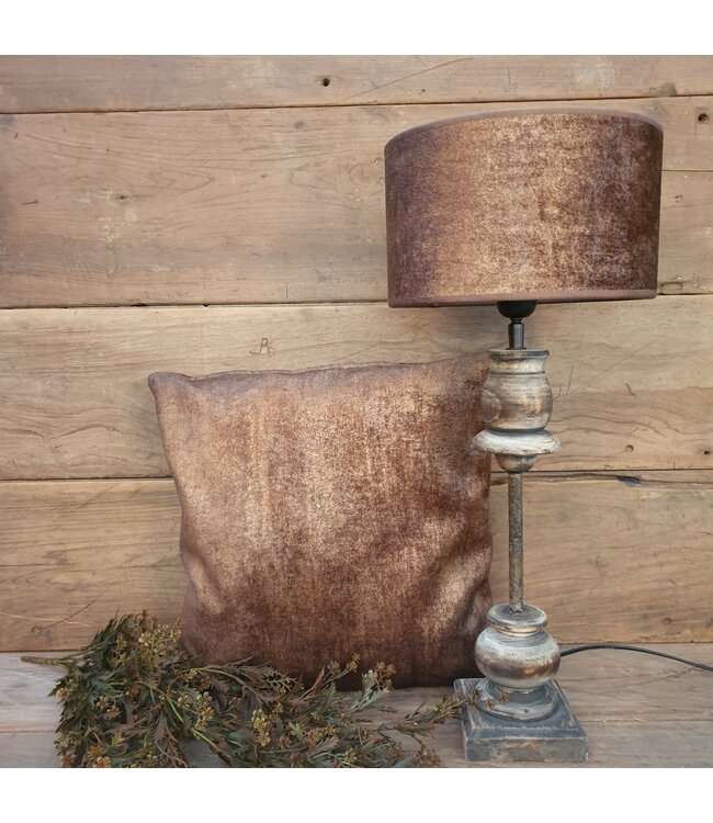 2062 - KKL - Lampenkap - velours - bruin - 20 x 20 x 13 cm