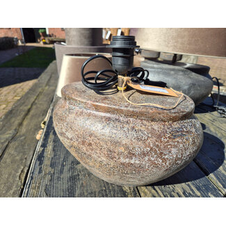 Lampvoet - aardewerk - choco white - ca. 30 x 22 x 20 cm