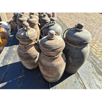 Mix - houten pot met deksel - per stuk