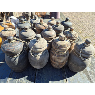 Mix - houten pot met deksel - per stuk