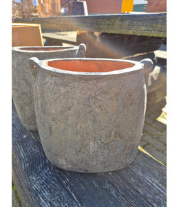 # Vaas/pot - aardewerk - Black and sand - 22 x 8 x 25 cm - per stuk