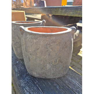 Vaas/pot - aardewerk - Dark grey - 22 x 8 x 25 cm - per stuk