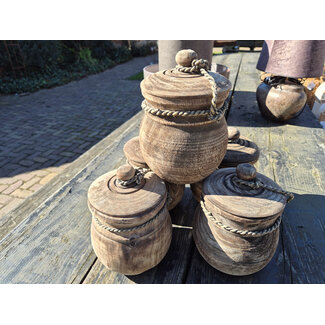 Mix - houten pot met deksel - per stuk