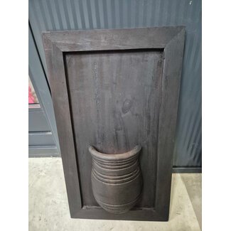 Houten wandpaneel met vaas -donker - ca. 51 x 29 cm