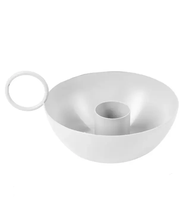 Kaarsenstandaard bowl wit - 11 x 9 x 4 cm