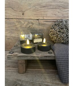 Set van 2 waxine led - zwart - 6,5 x 2,5 - excl. 2AAA batterijen