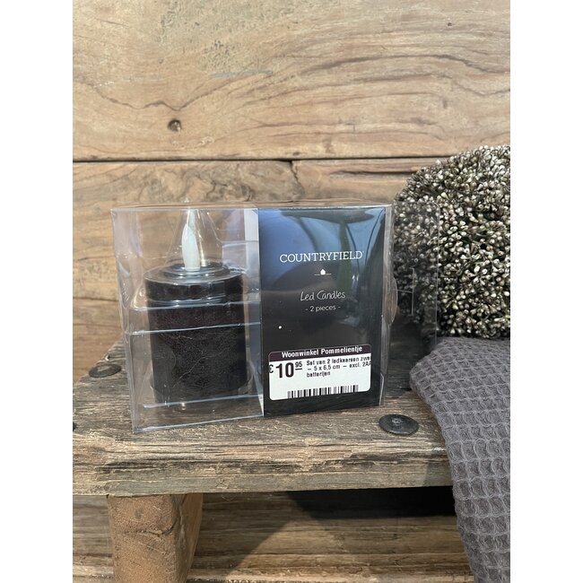 # Set van 2 ledkaarsen zwart - 5 x 6,5 cm - excl. 2AAA batterijen