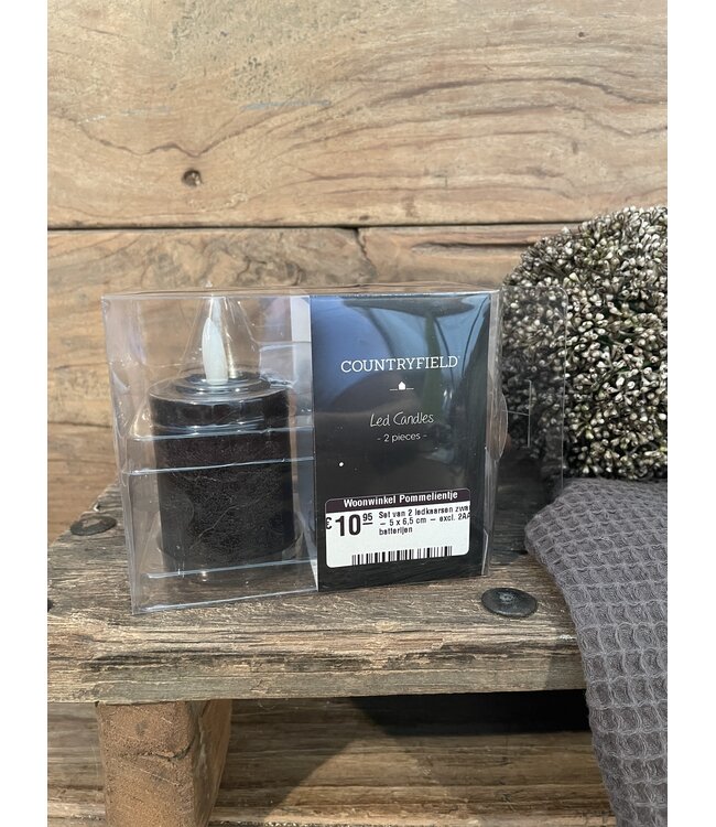 # Set van 2 ledkaarsen zwart - 5 x 6,5 cm - excl. 2AAA batterijen