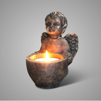 ## wordt niet verzonden - Tealightcup Angel Majestic Brown D.14 H.14